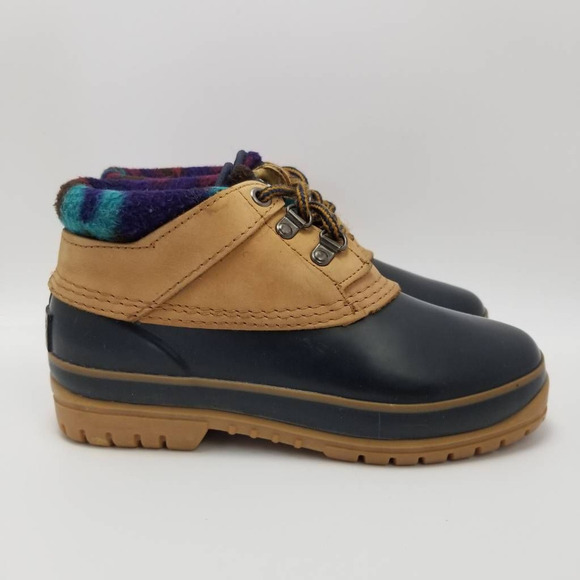 Nine West Duck Boot O-Brynadn Brown Black Lace Up Rubber Padded Collar Size 6M - Picture 1 of 12